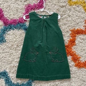 Mini Boden green corduroy jumper dress size 3-4